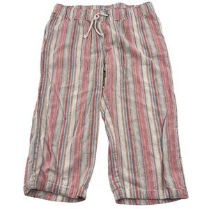 Dash Women's Striped Linen Blend Capri Pants Size Small Pull On Wide leg